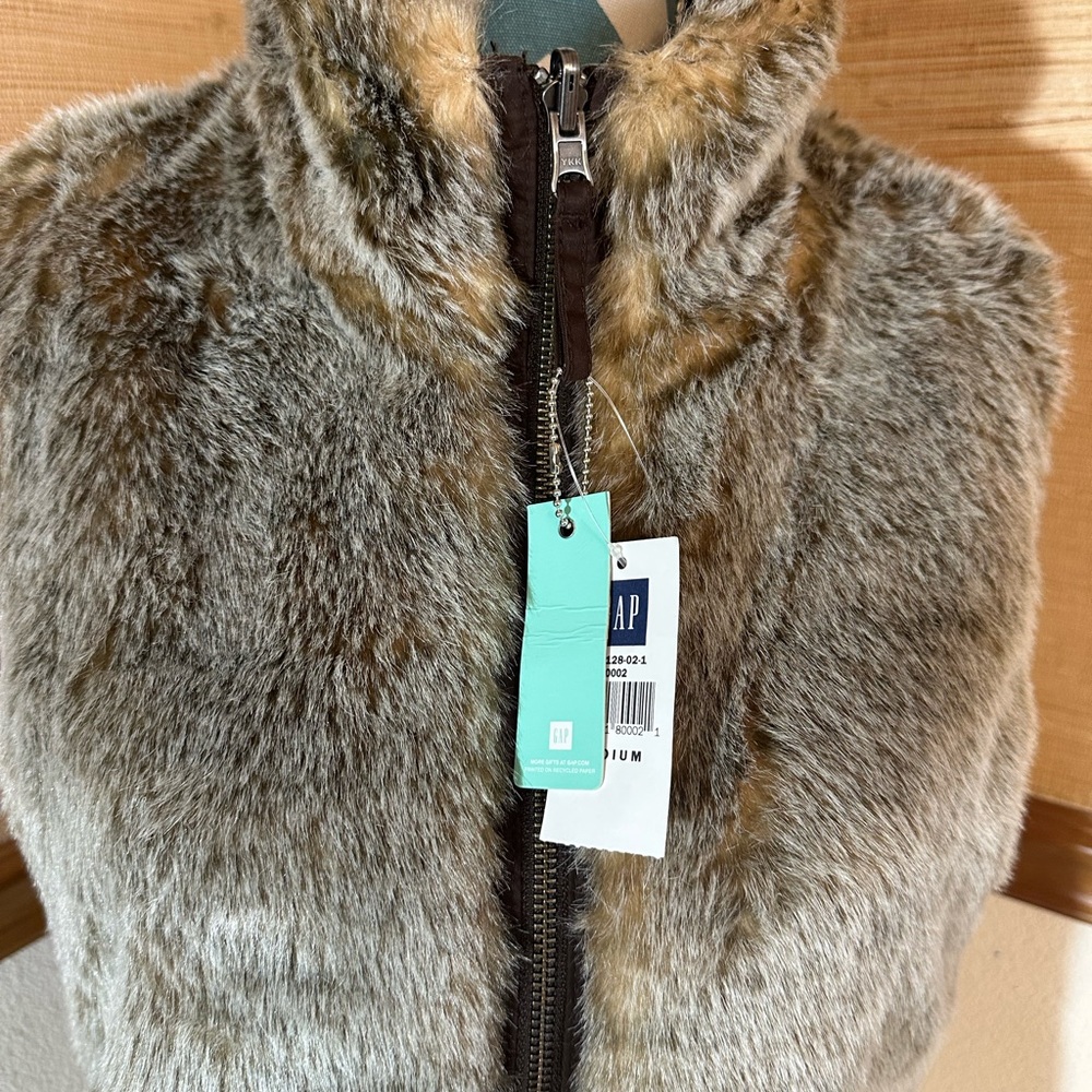 GAP Dark Brown Vest with Faux Fur Trim - Picture 7 of 7